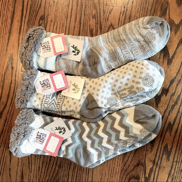 3 pairs Muk Luks Faux Shearling Cabin Socks
